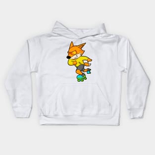 Fox as Skater with Roller skates Kids Hoodie